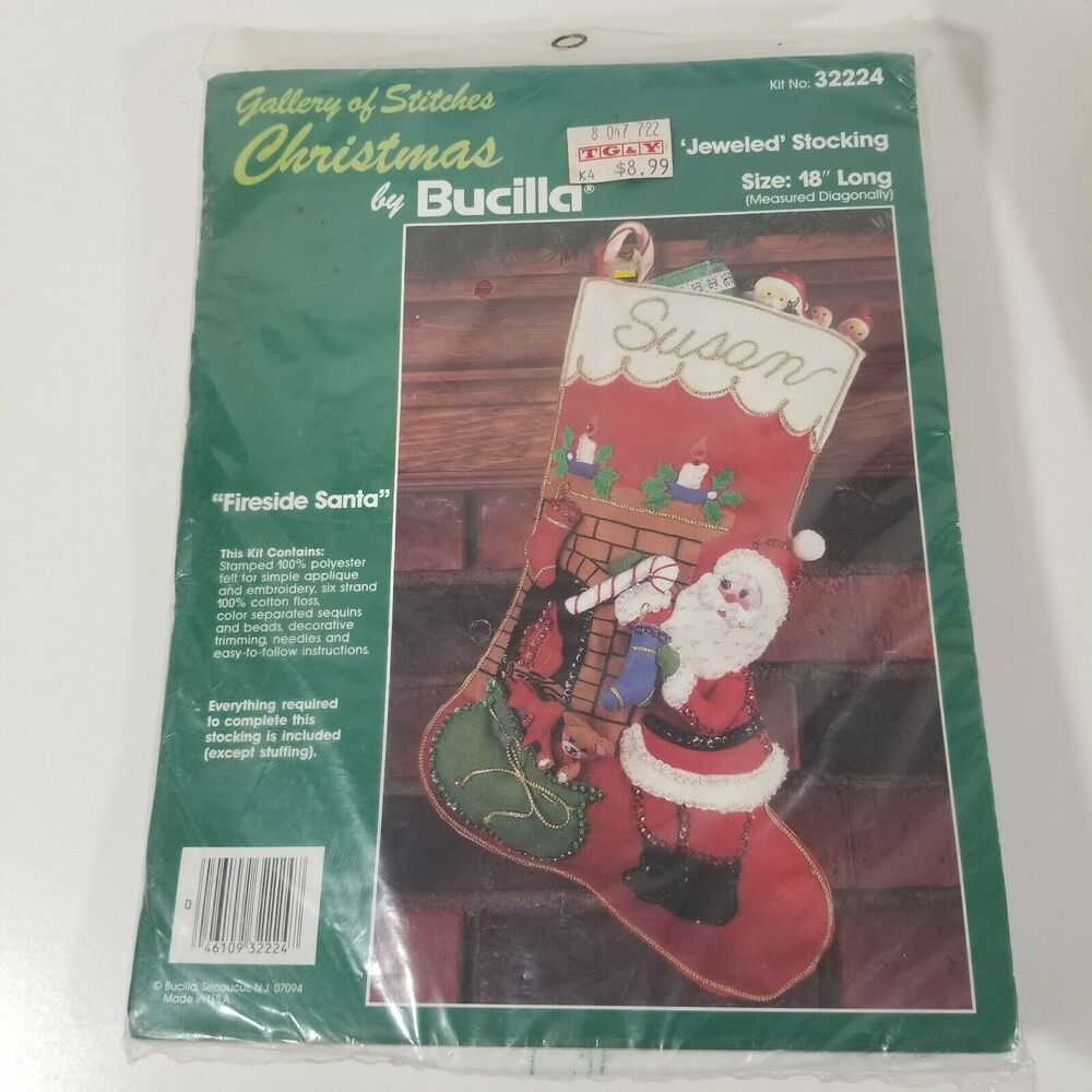 Bucilla Jeweled Felt Stocking Fireside Santa 18" Stocking Kit #32224 Gallery